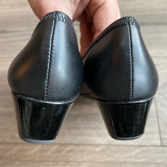 Cole Haan Bow Patent Leather Wedge Heel Shoe Ballet Ballerina Gold Accent Kawaii - Picture 5 of 6